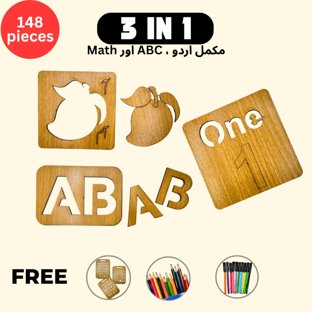 1-10 Counting Stencils with Puzzles (10 Pcs)