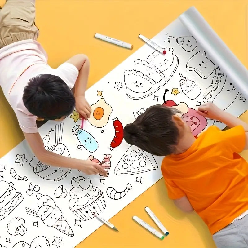 3 Meter Extra-Long Graffiti Drawing Roll — Creative Wall Art Paper for Kids With 10 Color