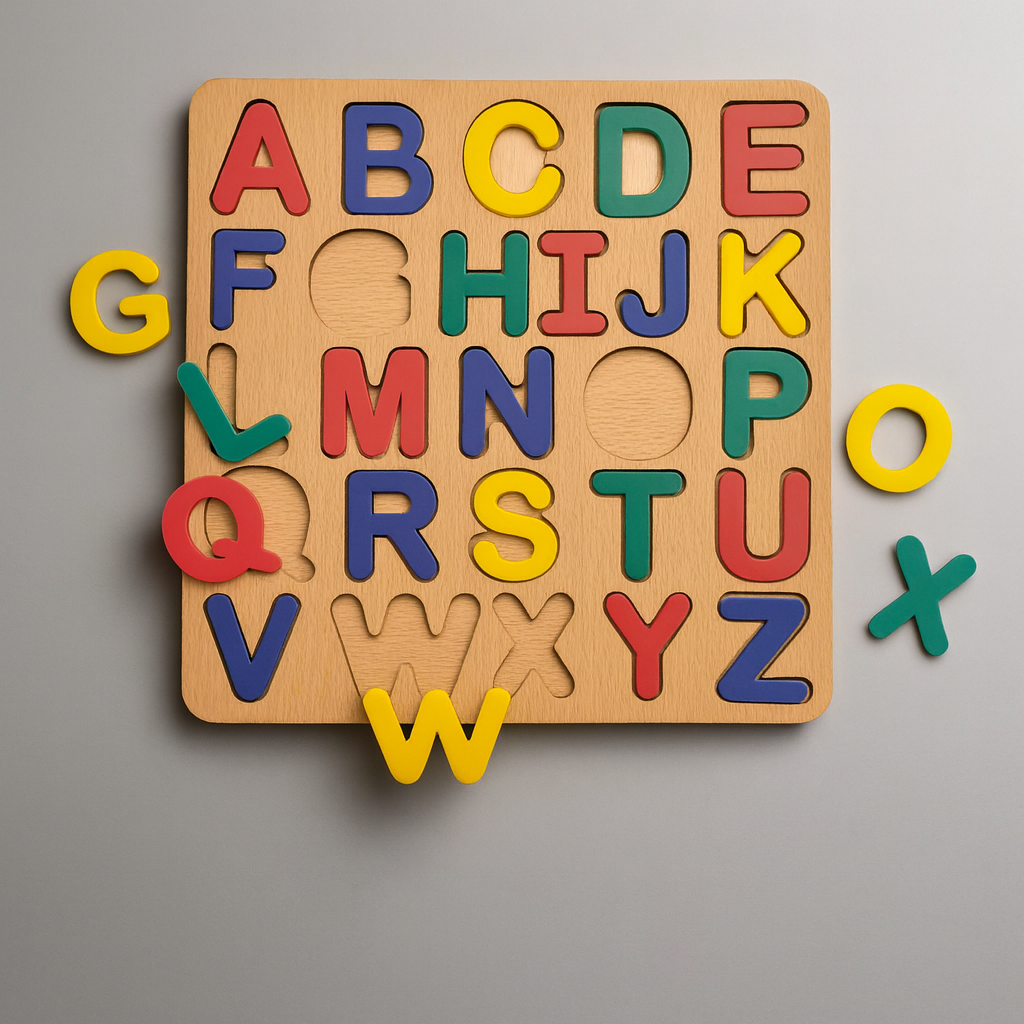 Montessori ABC,Shapes,123 and Alif Colour Puzzle Board Pack of 4 Boards